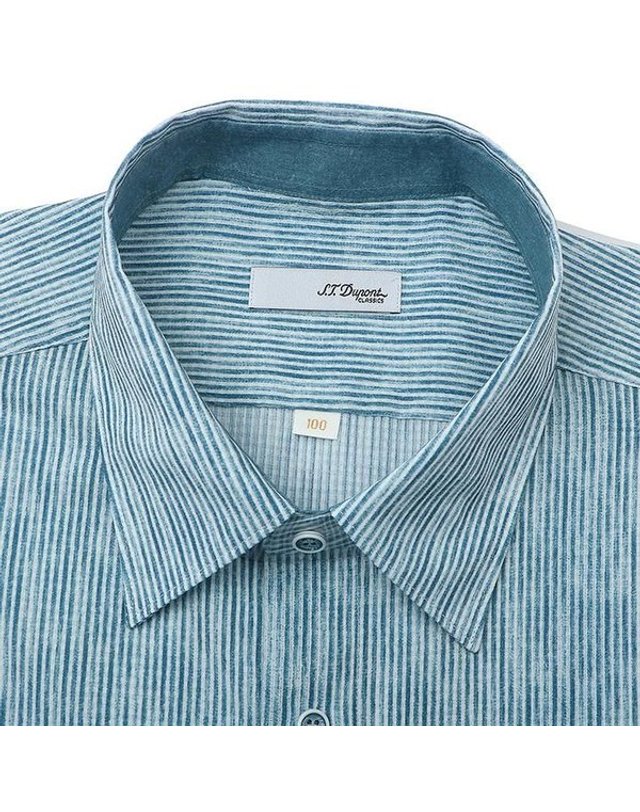 에스티듀퐁 에스.티. 듀퐁 [갤러리아] [듀퐁]25년S/S(일반핏) 폴리 써커 스트라이프셔츠 , SE5SM11LS117SGE 착용컷