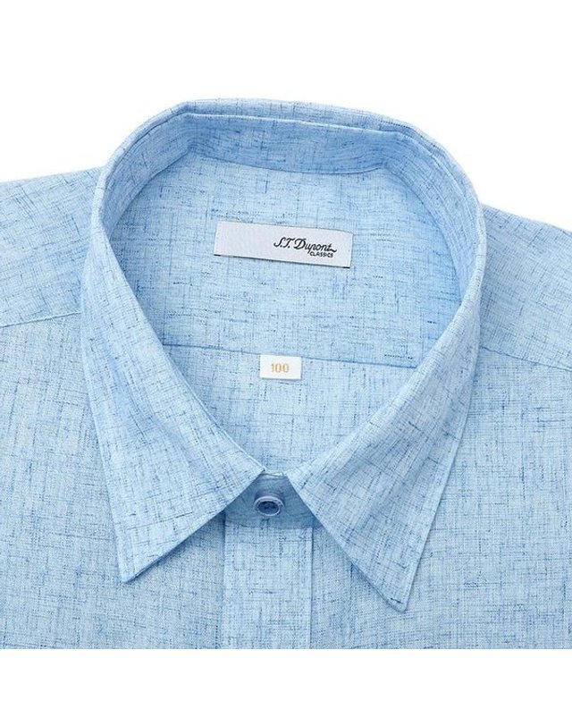 에스티듀퐁 에스.티. 듀퐁 [갤러리아] [듀퐁]25년S/S(일반핏) 린넨믹스 블루셔츠 , SE5SM11LS128SBU 착용컷