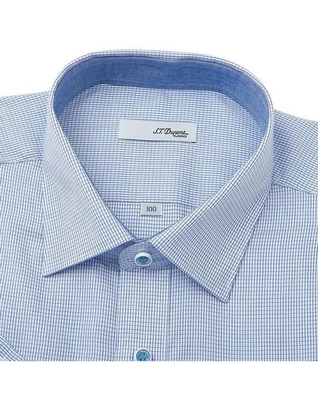 에스티듀퐁 에스.티. 듀퐁 [갤러리아] [듀퐁]25년S/S(슬림핏/반소매)미니체크셔츠 SE5MMM21HS314SBU 착용컷