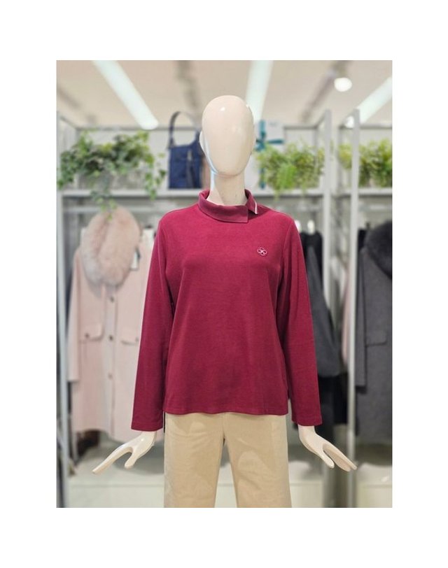 크로커다일 [갤러리아] 크로커다일레이디 배색 하프 폴라 티셔츠 CLEWTS206 착용컷