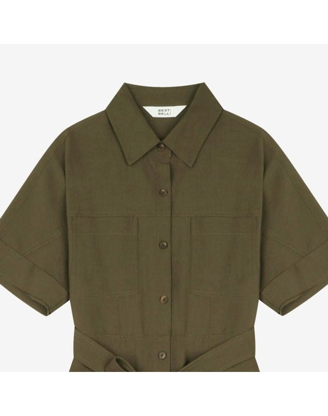 베스띠벨리 [갤러리아] [26SS] 데일리 셔츠 카라 원피스 (BMOAE2563)BMO2563 착용컷