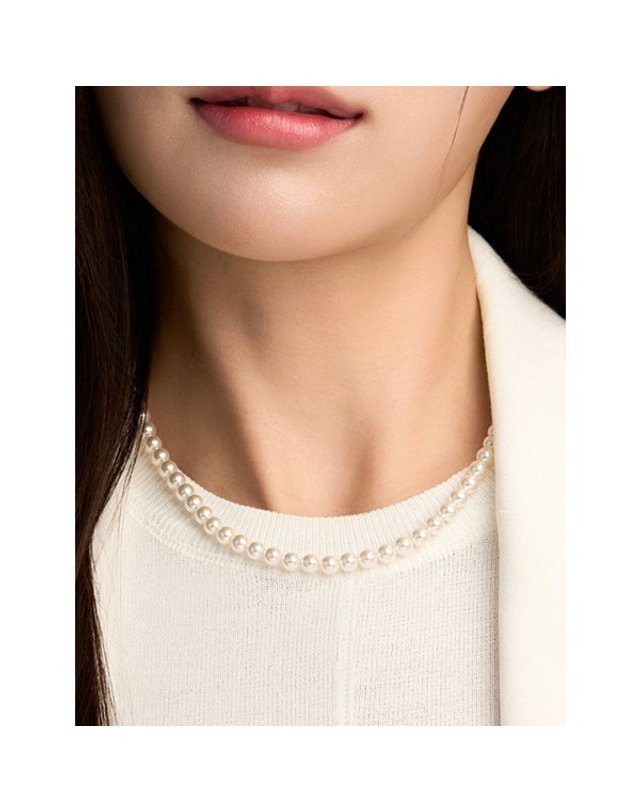 로이드 [갤러리아] [로이드] 에센셜 화이트 진주 14K 목걸이 (6mm) 착용컷