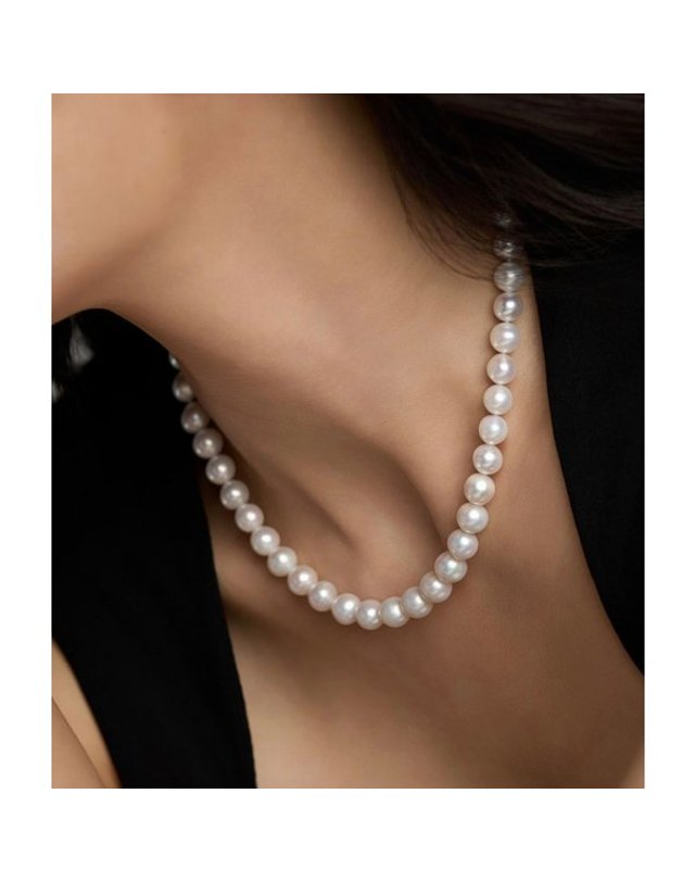 로이드 [갤러리아] [로이드] 베이직 8mm 담수진주 비드 14K 목걸이 착용컷
