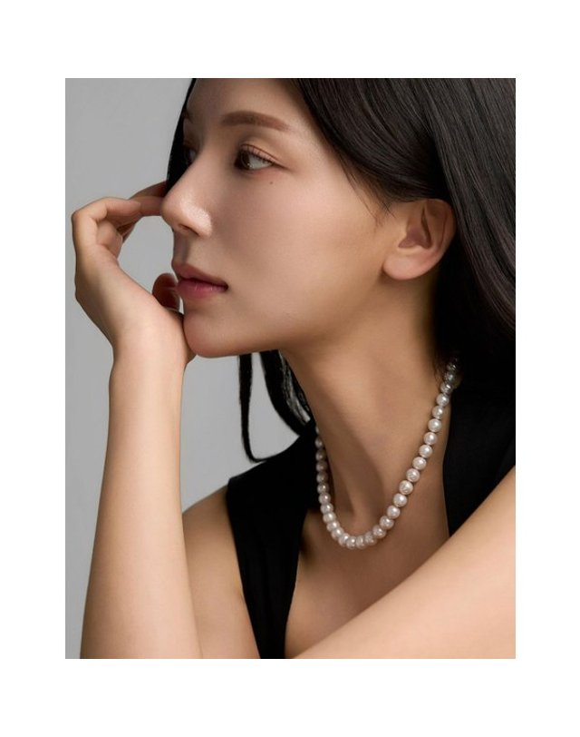 로이드 [갤러리아] [로이드] 베이직 8mm 담수진주 비드 14K 목걸이 착용컷