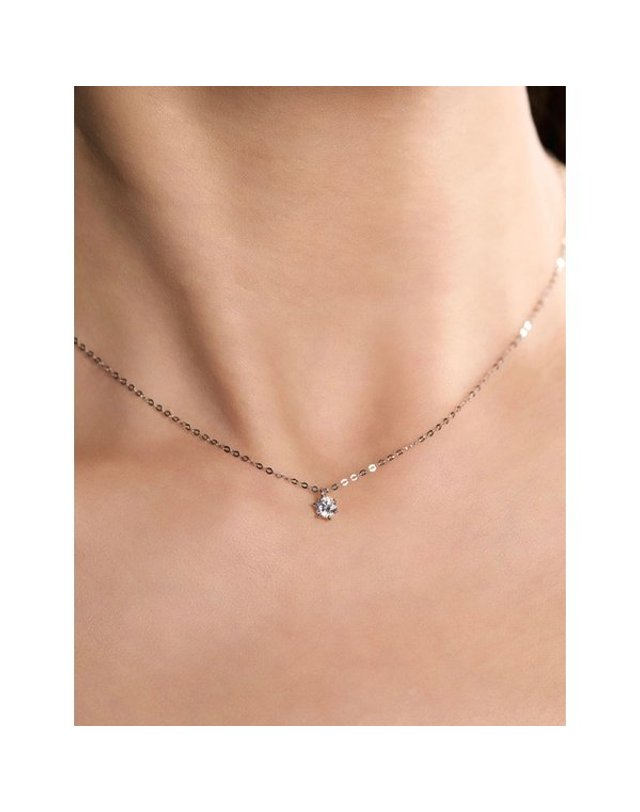 로이드 [갤러리아] [로이드] L-다이아몬드 시그니처 6프롱 솔리테어 0.3CT 14K 목걸이 (화이트) 착용컷