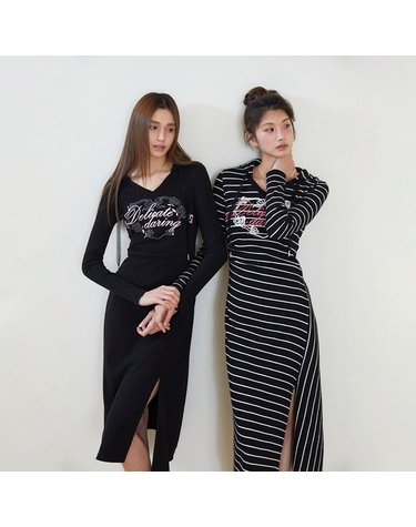 에고이스트 [갤러리아] [Blue Label] V넥 후드 프린팅 원피스 (ES2OOP01)