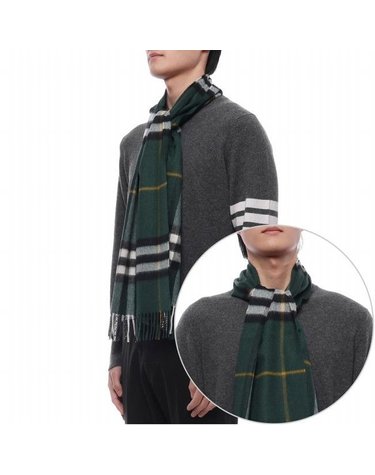 [갤러리아] 남성 체크 캐시미어 머플러 (8094653 DARK FERN GREEN M 25F)