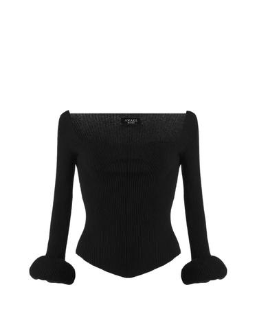 [해외직구] 26 FW 어웨이크 모드 도넛 소매 골지 탑 PSS25K02VI01BLACK TP457669692