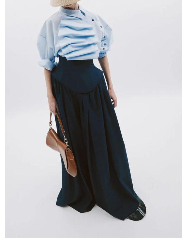 어웨이크모드 [해외직구] 26 FW 어웨이크 모드 바스크 플리츠 팬츠 PF26P01ES03NAVY TP456040924 착용컷