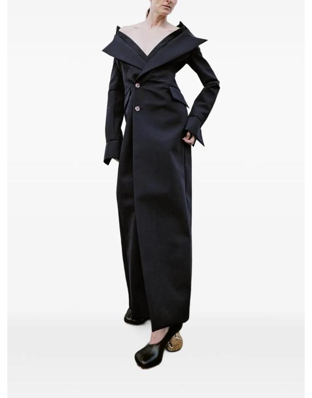 어웨이크모드 [해외직구] 26 FW 어웨이크 모드 오프숄더 더블 브레스티드 코트 PF26D06UT01BLACK TP455950861 착용컷