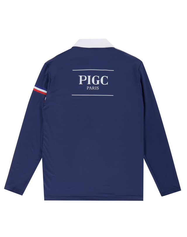 피아이지씨 [PIGC] 남성 배색 솔리드 카라 긴팔티셔츠 (SM0DKS10549) 네이비 착용컷