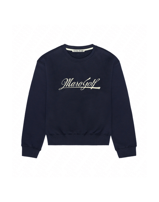 마로골프 MARO SIGNATURE ROUND NECK SWEAT SHIRT -WOMAN- 네이비 착용컷