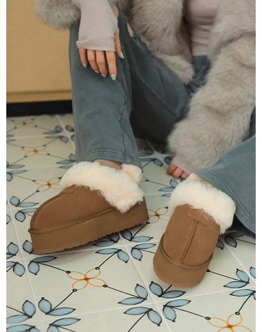 ljh023-1 Fur Platform Mules - 2 Colors