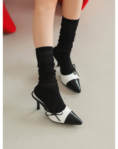 fsy80-5 Stiletto ribbon mule _ 2colors