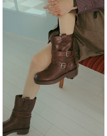 ljh028-1 belted middle boots _ 2colors