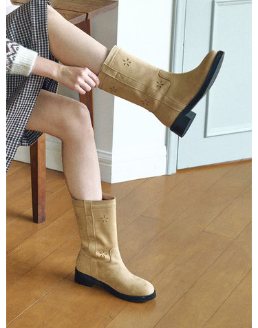 ljh007-5 Flora Cutout Mid Boots - 2 Colors