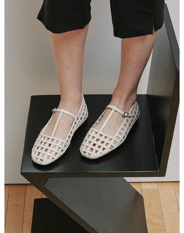 ljh137-7 Woven T-Strap Lattice Flats - 3 Colors