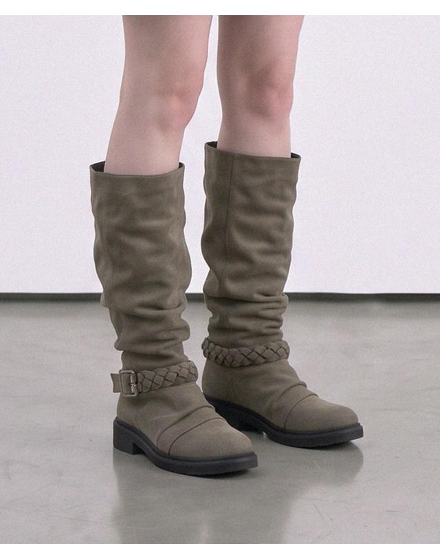 프리플라 ljh041-1 Braided Strap Slouchy Long Boots - 2 Colors 착용컷