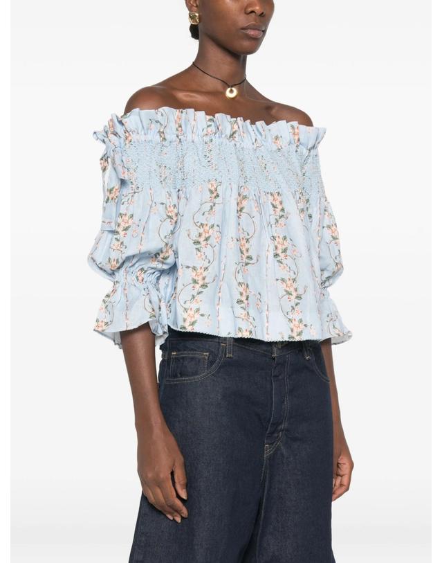 아구아 바이 아구아 벤디타 [해외직구] Agua By Agua Bendita Isla Navegante floral print ruffled top 12173466730760 TP725279805 착용컷