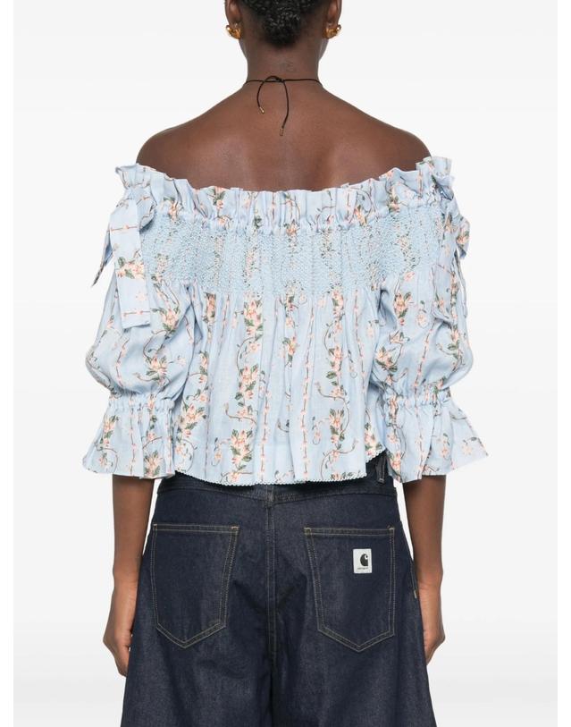 아구아 바이 아구아 벤디타 [해외직구] Agua By Agua Bendita Isla Navegante floral print ruffled top 12173466730760 TP725279805 착용컷