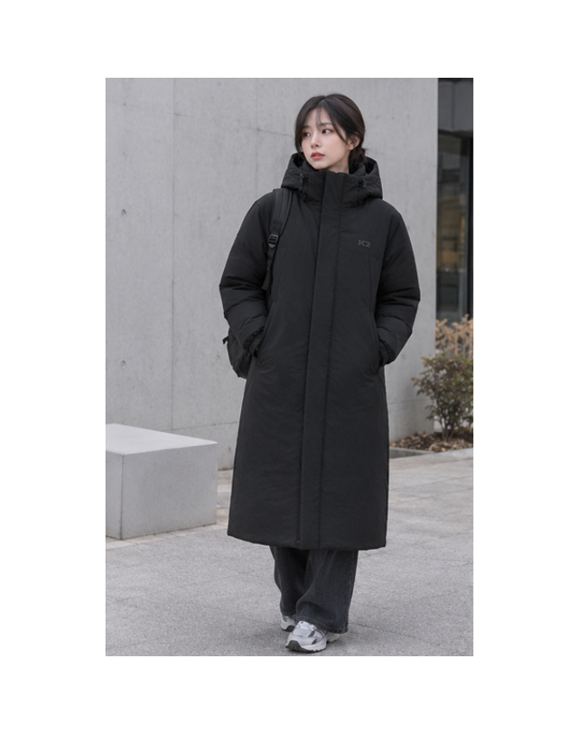 케이투 [갤러리아] 케이투 남여공용 롱벤치파카 겨울 롱패딩 방한 다운점퍼 GUW26591 착용컷