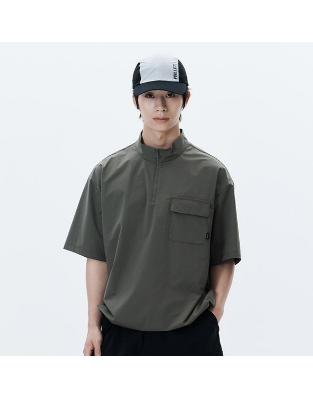 밀레 [갤러리아] D.T 우븐 아노락 티셔츠_MLVUT491 착용컷