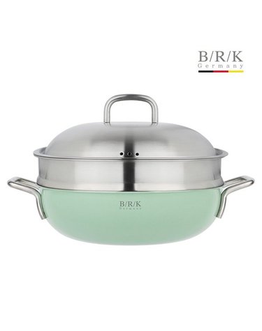 [갤러리아] [BRK] 노르딕 통5중 WOK 28cm 그린(스티머 포함)