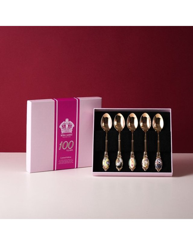 로얄 알버트 [갤러리아] 100주년 디저트 스푼 16cm 5P 세트 (전기) 착용컷