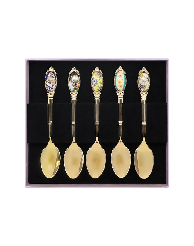 로얄 알버트 [갤러리아] 100주년 디저트 스푼 16cm 5P 세트 (전기) 착용컷