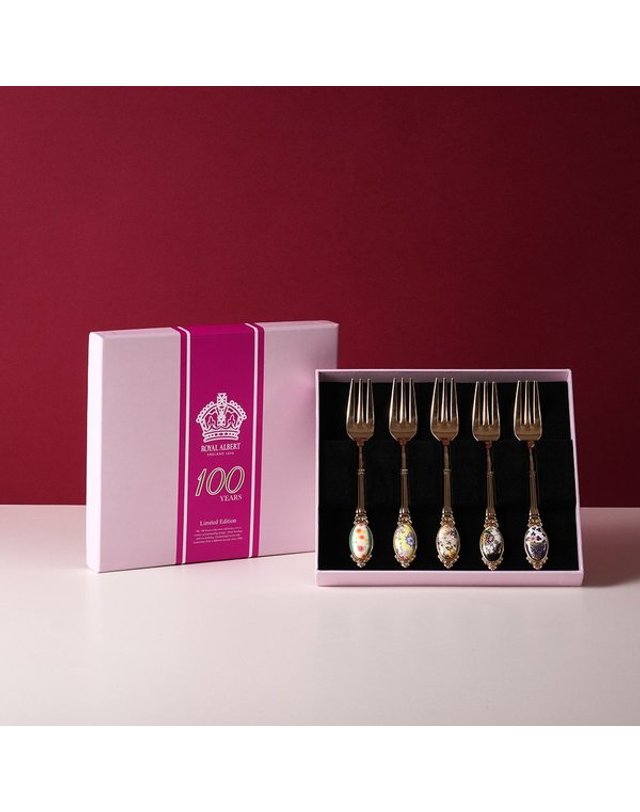 로얄 알버트 [갤러리아] 100주년 디저트 포크 16cm 5P 세트 (전기) 착용컷