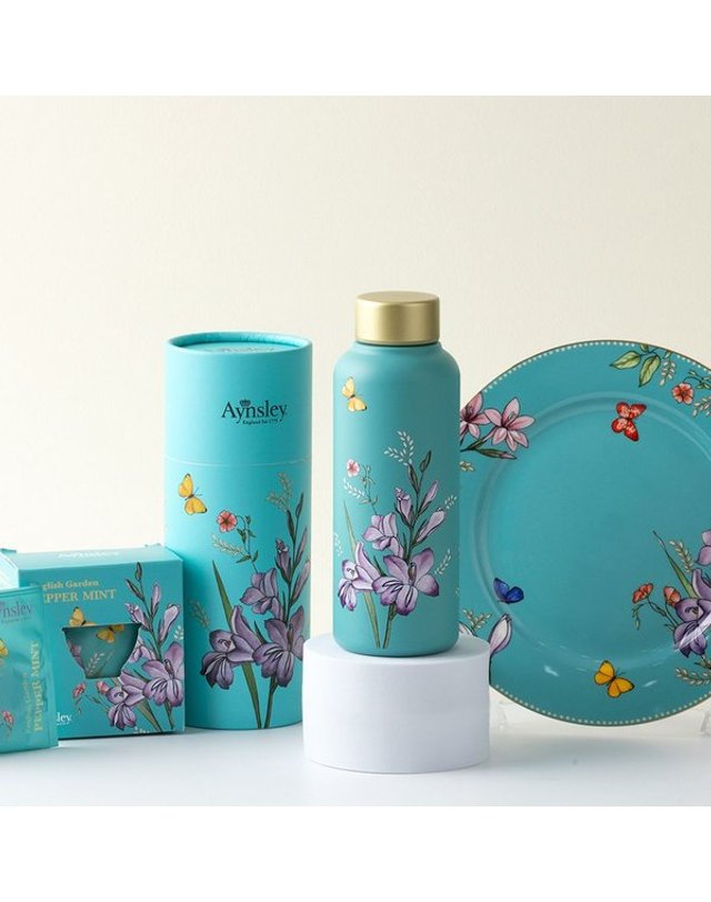 앤슬리 [갤러리아] [앤슬리] 잉글리시 티가든 텀블러 400ml (화이트,터콰이즈,옐로우) 착용컷
