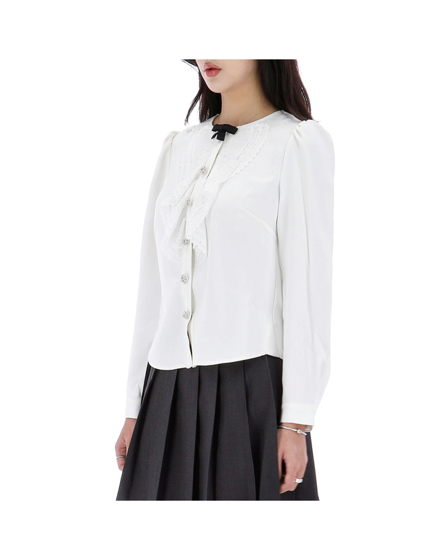 셀프포트레이트 셀프포트레이트 레이스 BIB 셔츠 PF23044TW WHITE 착용컷