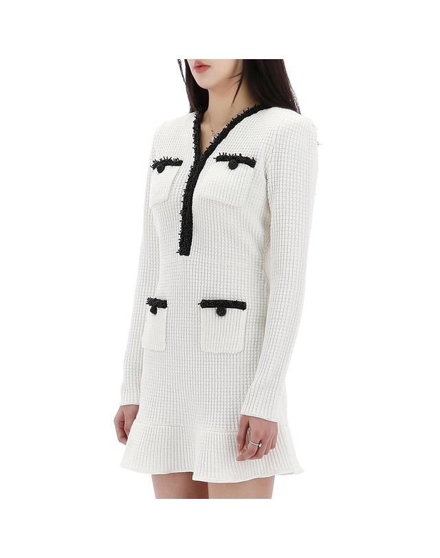 셀프포트레이트 셀프포트레이트 펄 트림 니트 미니 원피스 RS25087SW WHITE 착용컷
