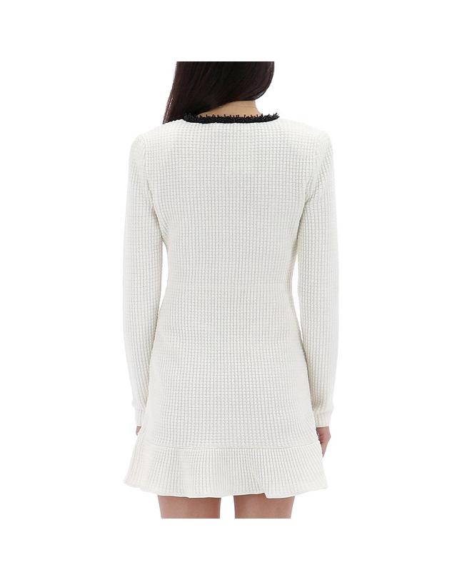 셀프포트레이트 셀프포트레이트 펄 트림 니트 미니 원피스 RS25087SW WHITE 착용컷