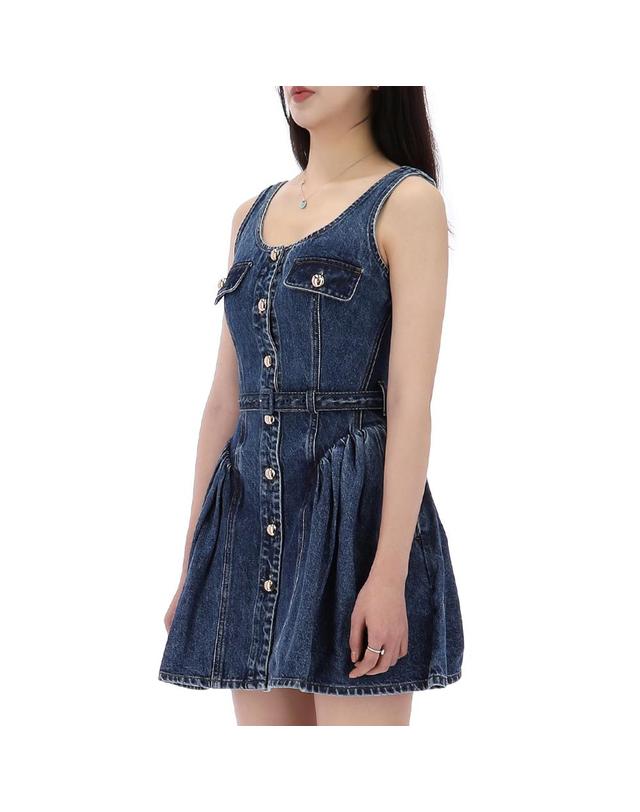 셀프포트레이트 셀프포트레이트 플레어 데님 미니 원피스 RS25800SBL BLUE 착용컷