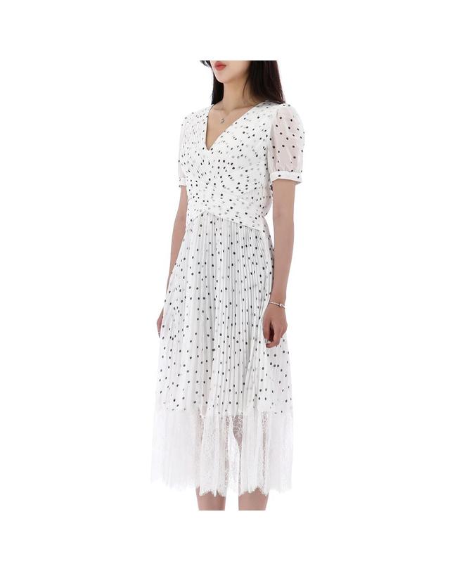 셀프포트레이트 셀프포트레이트 폴카 도트 쉬폰 크로스오버 미디 원피스 PF23079MW WHITE 착용컷