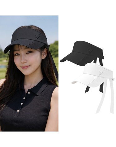 볼빅 에센셜 사선 골지 여성 골프모자 리본 바이저