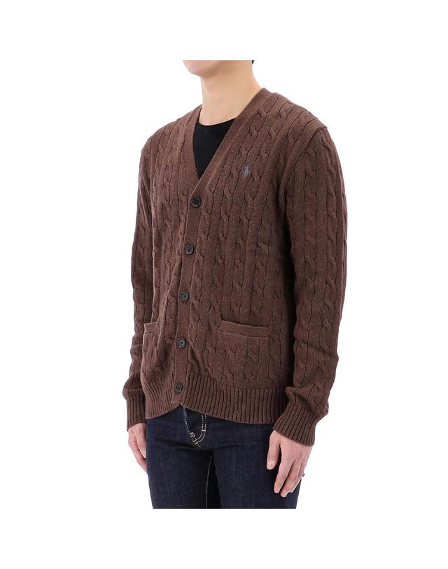 폴로 랄프로렌 폴로랄프로렌 XL사이즈 럭키찬스 포니 로고 케이블 니트 가디건 710890548 502 착용컷