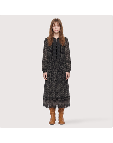 [갤러리아] [써스데이아일랜드] 2026 F/W 패턴 믹스 A라인 롱 원피스 (T266MOP139W)