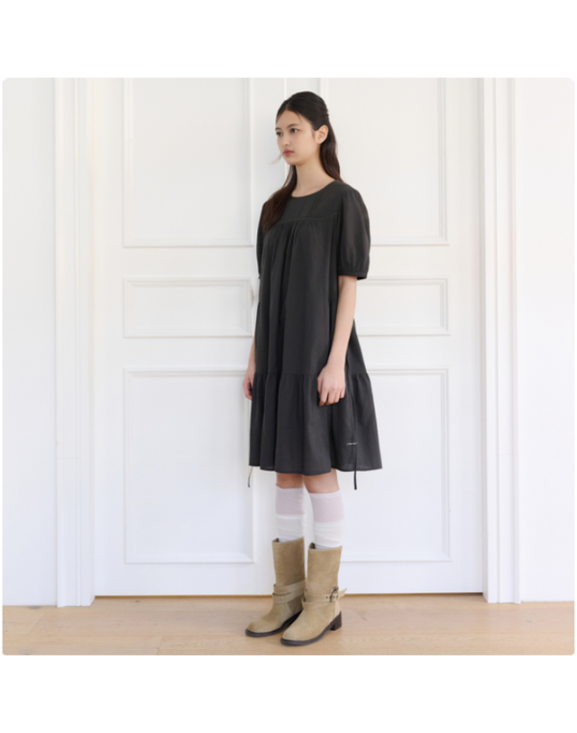 써스데이아일랜드 [갤러리아] [써스데이아일랜드] 2026 S/S 레이스 믹스 미디원피스 (T264MOP288W) 착용컷