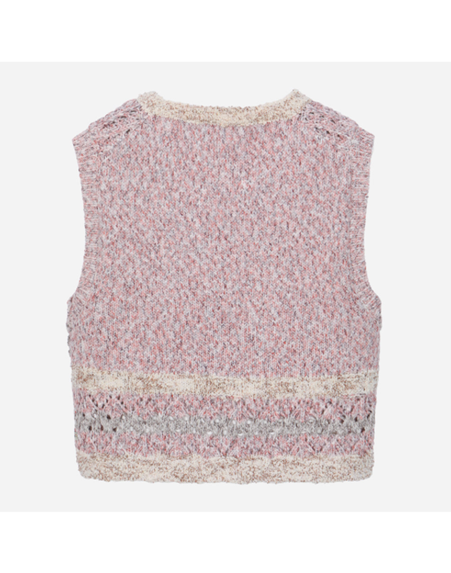 써스데이아일랜드 [갤러리아] [써스데이아일랜드]2026 S/S 라운드넥 크로셰 니트 베스트 (T262MVT131W) 착용컷