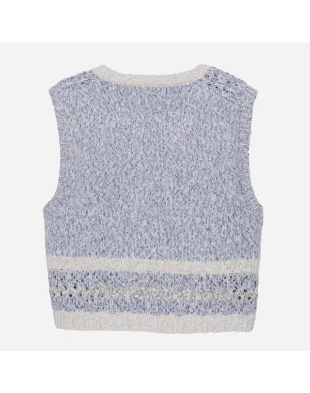 써스데이아일랜드 [갤러리아] [써스데이아일랜드]2026 S/S 라운드넥 크로셰 니트 베스트 (T262MVT132W) 착용컷