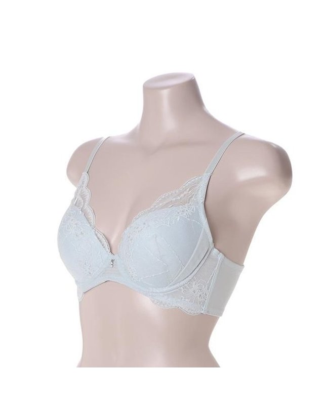 비비안 [갤러리아] 비비안 파스텔블루 수입레이스 푸쉬업 몰드 브라 BR1953A/LGRY 착용컷