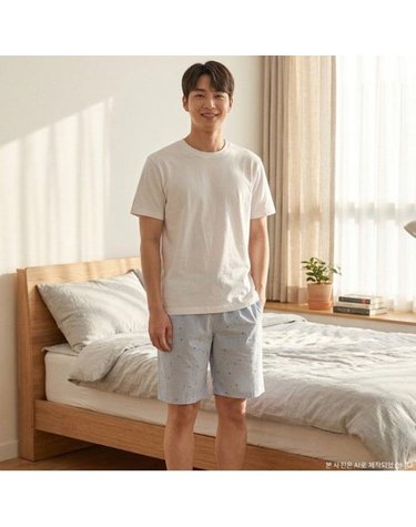 [갤러리아] 면 체크 패턴 남성 홈웨어 블루 실내복 하의(EZ2971B)
