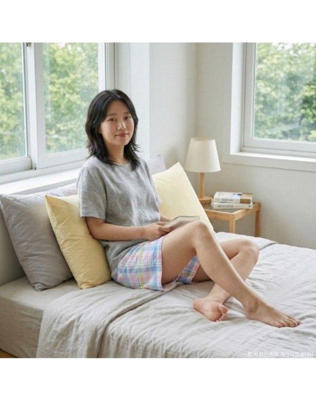 비비안 [갤러리아] 체크 이지웨어 여성 파스텔 실내복 반바지 3부하의(EZ1970B) 착용컷
