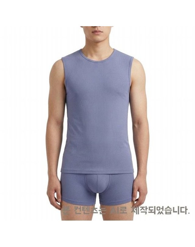 비비안 [갤러리아] 냉감 아스킨 머슬타입 남자 쿨 나시 런닝 2종택1(RU1725M) 착용컷