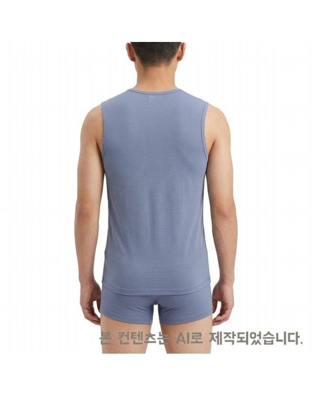 비비안 [갤러리아] 냉감 아스킨 머슬타입 남자 쿨 나시 런닝 2종택1(RU1725M) 착용컷