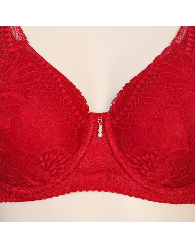 비비안 [갤러리아] G/비비안 BBM 자가드 레이스 풀컵 보정 브래지어D-F컵(BR3526Q)RED 착용컷