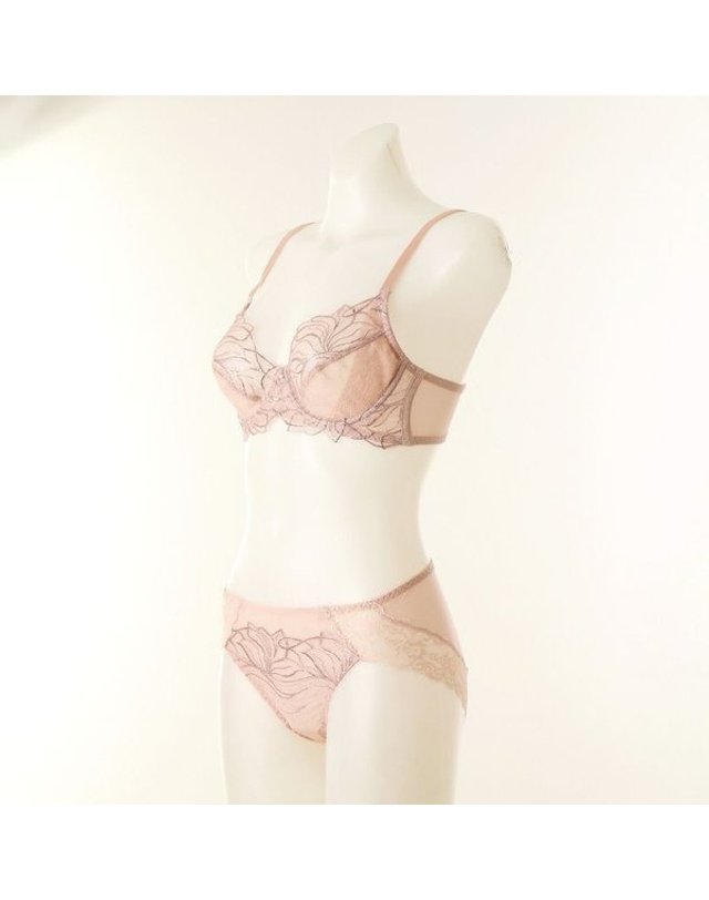 와코루 [갤러리아] [여]호일 프린트 자수 홑겹브라 레이스팬티세트 B컵(DBR0465B DPT0465A) 착용컷