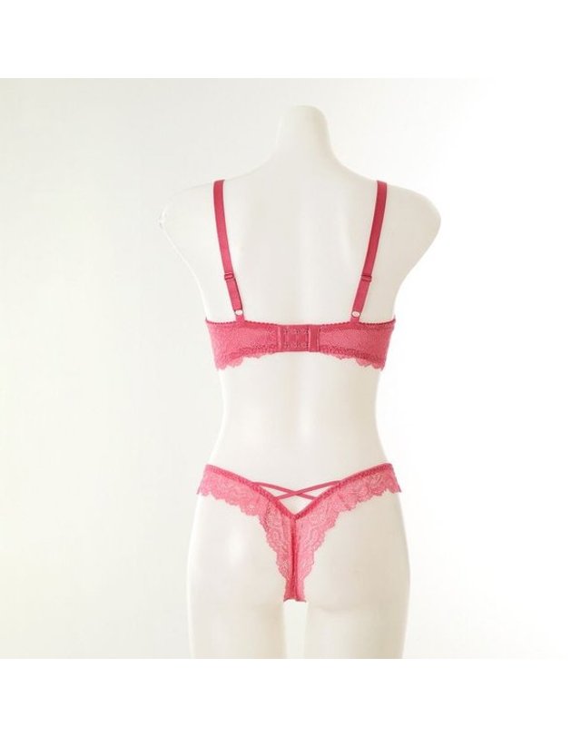 와코루 [갤러리아] [여]플라워 자수 튤레이스 패드브라 T팬티세트 B컵(DBR0467B DPT0467T) 착용컷